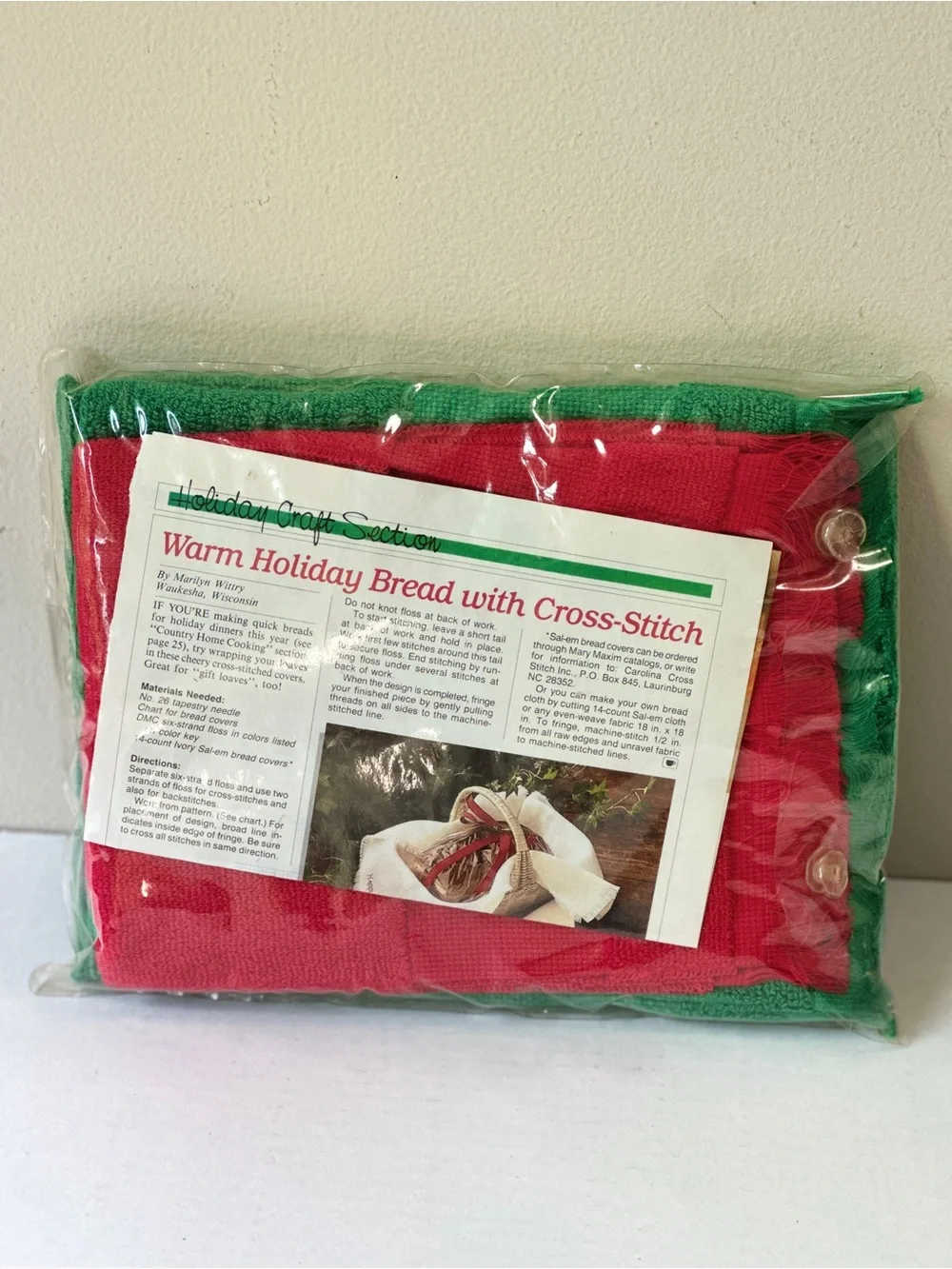VTG Warm Holiday Bread with Cross Stitch Marilyn Wittry Kit New Sealed